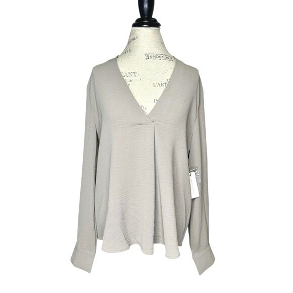 Brochu Walker Taupe V-Neck Long Sleeve Blouse - Picture 2 of 13